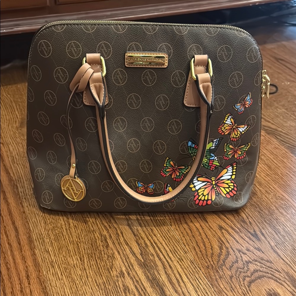 Adrienne Vittadini Brown Butterfly Handbag